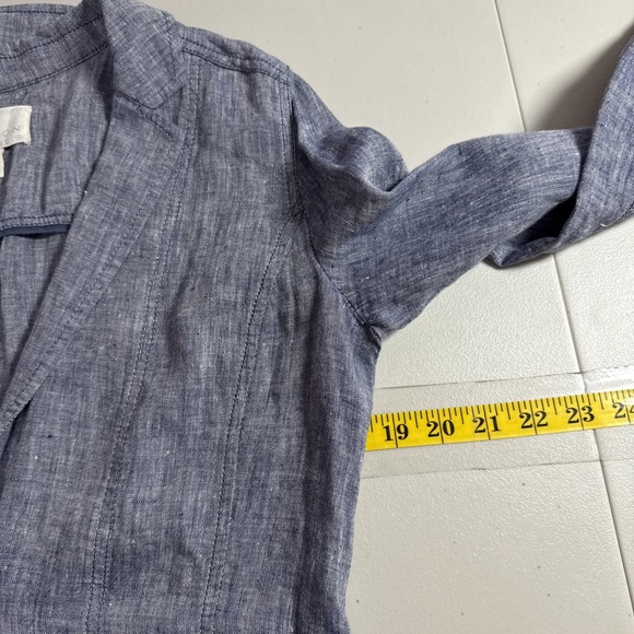 Calson Linen Blazer Womens S Blue Long Sleeve One Button Jacket Coastal Resort - Picture 10 of 12